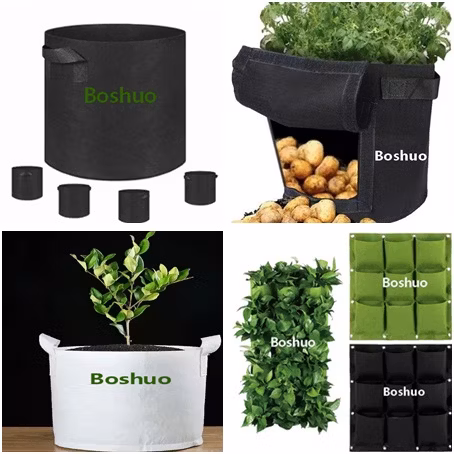 5 7 10 15 20 25 30 40 45 50 65 70 75 100 150 200 300 400 Gallon Gal Jumbo Round White Nonwoven Geotextile Fabric Felt Plant Planting Nursery Grow Bag Supplier