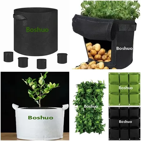 5 7 10 15 20 25 30 40 45 50 65 70 75 100 150 200 300 400 Gallon Gal Jumbo Round White Nonwoven Geotextile Fabric Felt Plant Planting Nursery Grow Bag Supplier