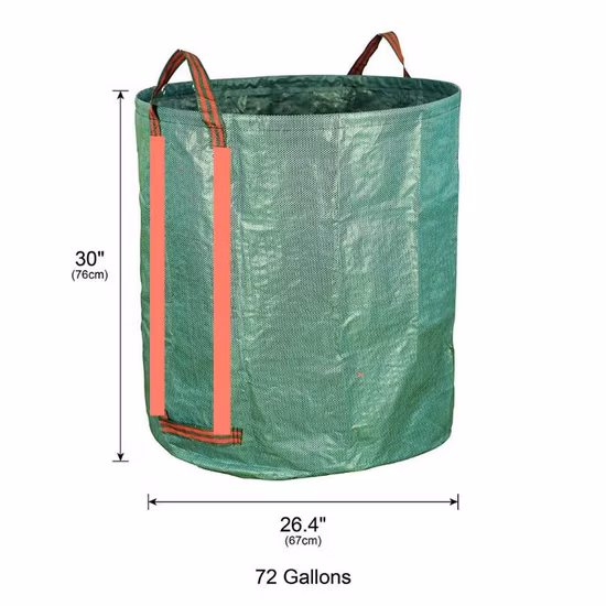 Plastic Durable 272L Folding Grow Bag PP Waterproof Landscape Garden Waste Bag with Handle Sacks