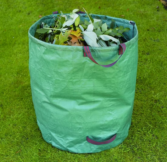 120L Portable Waterproof PP Woven Foldable Outdoor Garden Garbage Collection Handle Fallen Leaf Bag