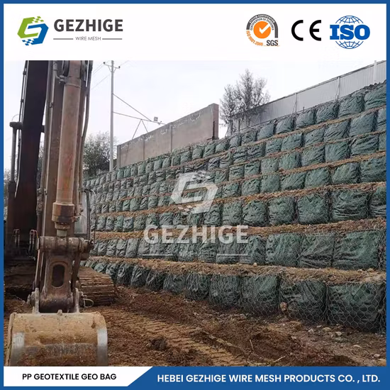Gezhige 3.0mm Selvedge Wire PVC Coated Gabion Manufacturing China Anti-Aging Geobag Geotextile Grow Bagfor 2.0*0.5*0.5 M Hexagonal Woven Wire Netting